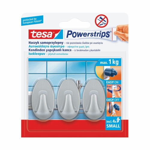 TESA HACZYK SAMOPRZYLEPNY POWERSTRIPS OKRĄGŁY MAŁY CHROM 3 SZT.