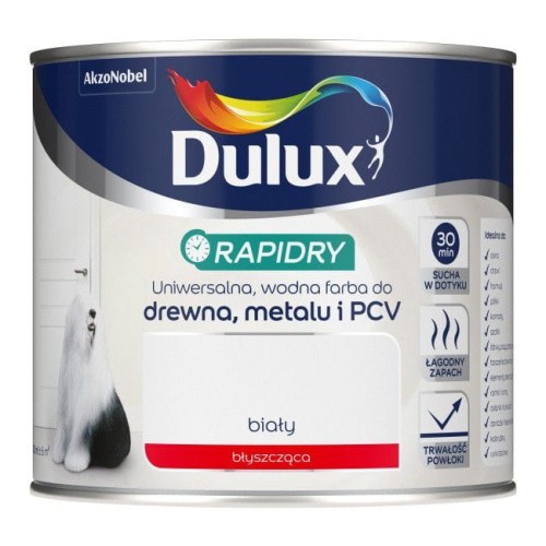 DULUX RAPIDRY .F DO DREWNA METALU i PCV BŁYSZCZĄCA Biały 0,4L