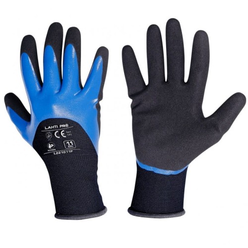 LAHTI PRO Rękawice ochronne powlekane nitrylem "9" niebieskie