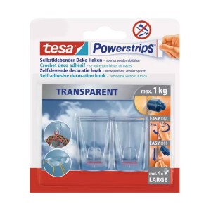 TESA Haki dekoracyjne POWERSTRIPS duże przezroczyste 2x 1kg