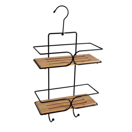 BISK Półka podwójna z bambusem czarna UMBRA