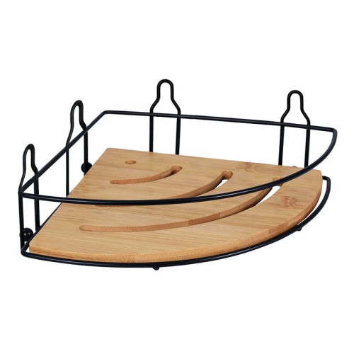 BISK Półka narożna z bambusem czarna UMBRA