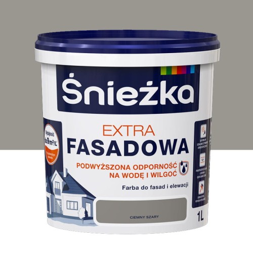 ŚNIEŻKA Farba elewacyjna Extra Fasadowa ciemny szary 1L