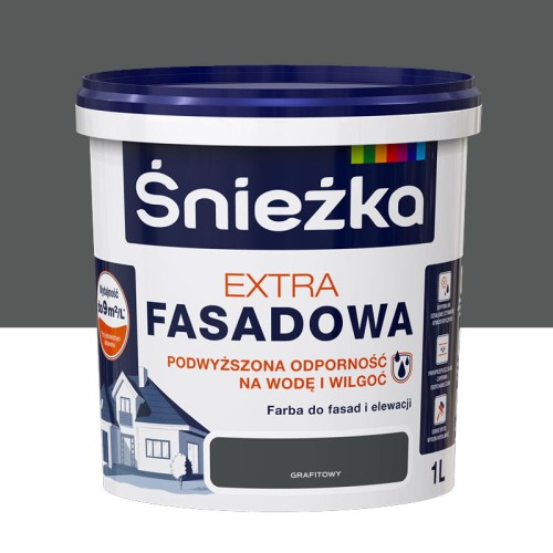 ŚNIEŻKA Farba elewacyjna Extra Fasadowa grafitowa 1L