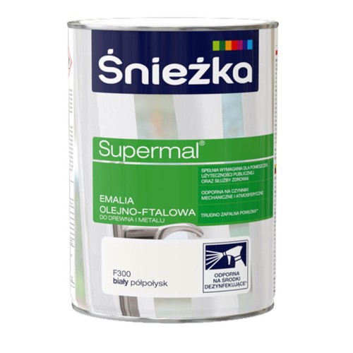 ŚNIEŻKA SUPERMAL Emalia olejno-ftalowa biały półpołysk F300 0,8L