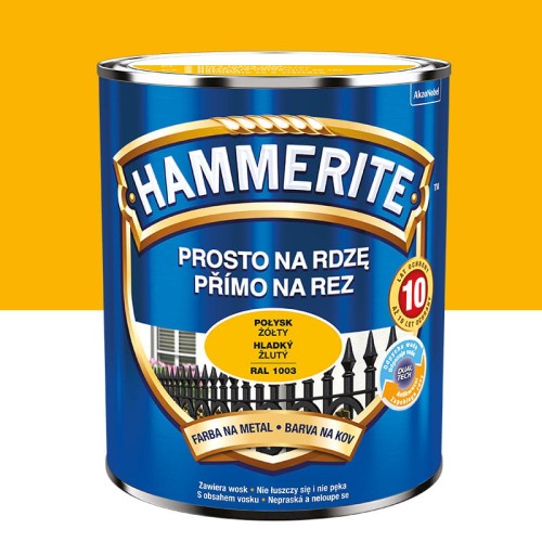 HAMMERITE Farba na rdzę Połysk Żółty 0,7L