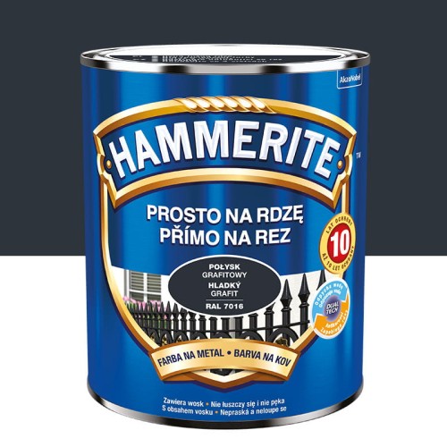 HAMMERITE Farba na rdzę Połysk Grafitowy 0,7L