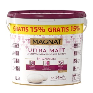 MAGNAT ULTRA MATT FARBA LATEKSOWA BIAŁA 11,5 L (10 L + 15% GRATIS)