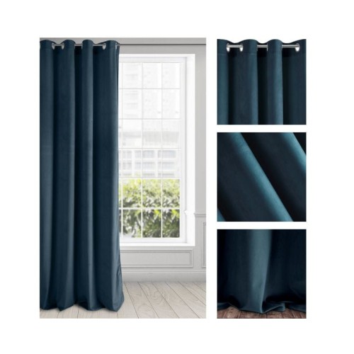 EUROFIRANY Zasłona PIERRE 140x250 cm granatowa przelotki