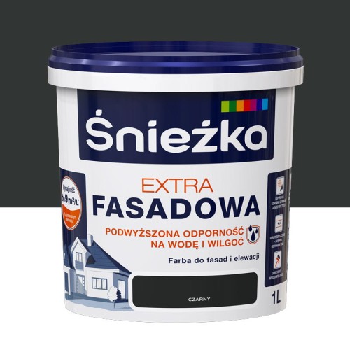 ŚNIEŻKA Farba elewacyjna Extra Fasadowa czarna 1L