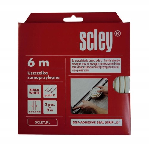 SCLEY Uszczelka samoprzylepna typ D biała 2x3m