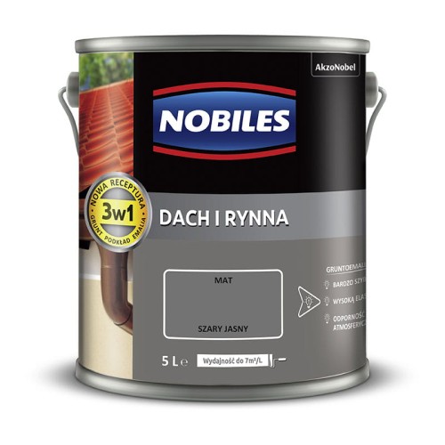Nobiles farba bezpodkładowa dach i rynna 5L Szary Jasny
