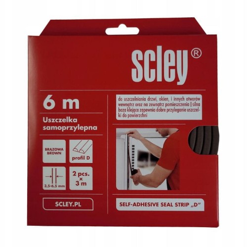 SCLEY Uszczelka samoprzylepna typ D brązowa 2x3m