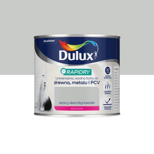 DULUX RAPIDRY Farba do drewna metalu PCV Satynowy Szary Skandynawski 0,4L