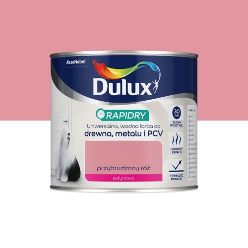 DULUX RAPIDRY Farba do drewna metalu PCV Satynowy Przybrudzony Róż 0,4L