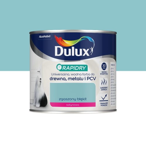 DULUX RAPIDRY Farba do drewna metalu PCV Satynowy Zgaszony Błękit 0,4L