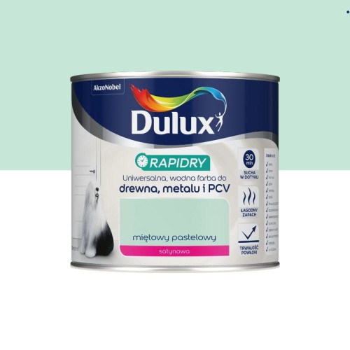 DULUX RAPIDRY Farba do drewna metalu PCV Satynowy Miętowy Pastelowy 0,4L