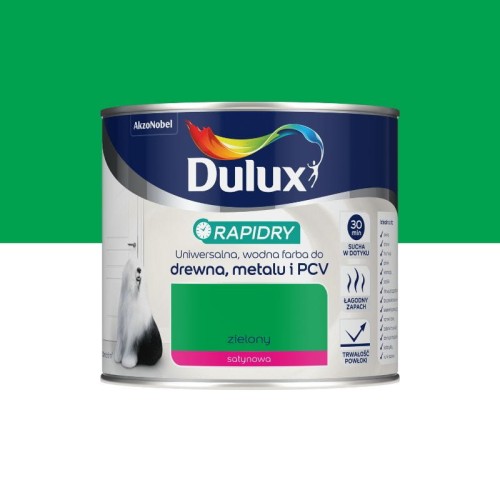 DULUX RAPIDRY Farba do drewna metalu PCV Satynowy Zielony 0,4L