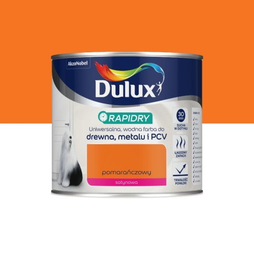 DULUX RAPIDRY Farba do drewna metalu PCV Satynowy Pomarańczowy 0,4L