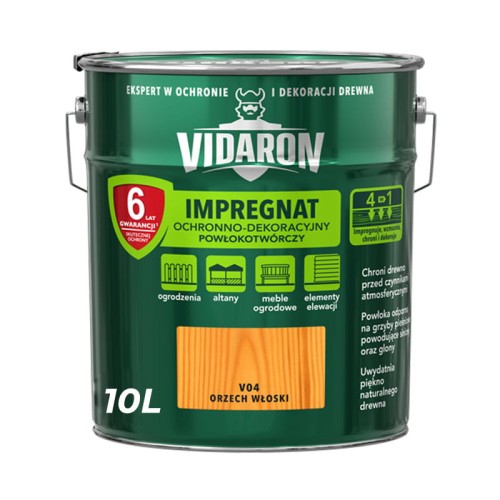 VIDARON Impregnat Ochronno-Dekoracyjny Powłokotwórczy Orzech Włoski V04 10L