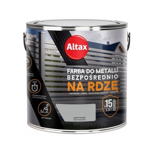 ALTAX Farba do metalu na rdzę 2,5L szary półmat