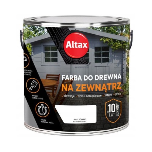 ALTAX Farba do drewna na zewnątrz 2,5L biały półmat