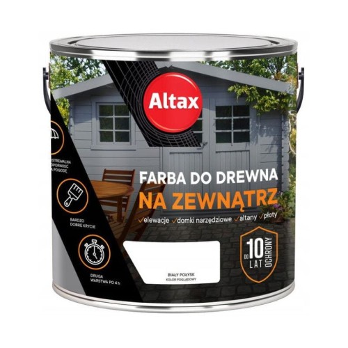 ALTAX Farba do drewna na zewnątrz 2,5L biały połysk