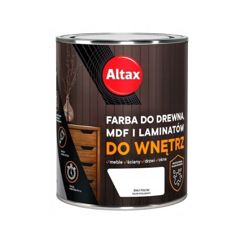 ALTAX Farba do drewna, MDF i laminatów 0,75L biały połysk
