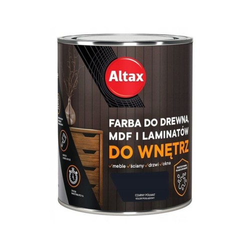 ALTAX Farba do drewna, MDF i laminatów 0,75L czarny półmat