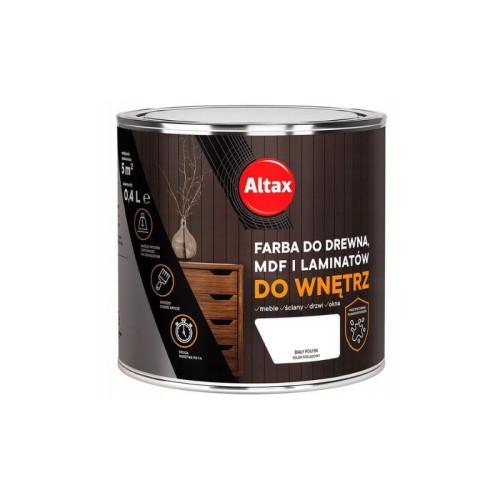 ALTAX Farba do drewna, MDF i laminatów 0,4L biały połysk