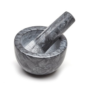 TADAR Moździerz kuchenny z tłuczkiem 10x6 cm marmurowy czarny