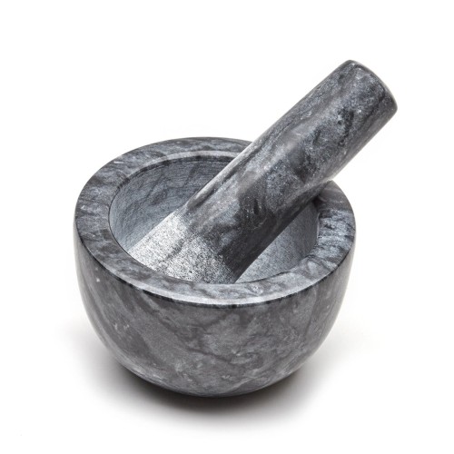 TADAR Moździerz kuchenny z tłuczkiem 10x6 cm marmurowy czarny