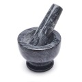 TADAR Moździerz kuchenny z tłuczkiem 8x6 cm marmurowy czarny