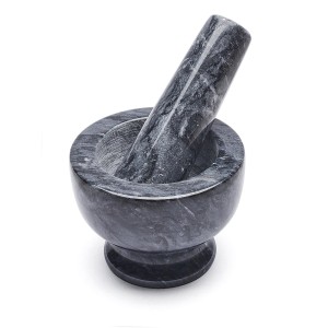 TADAR Moździerz kuchenny z tłuczkiem 8x6 cm marmurowy czarny