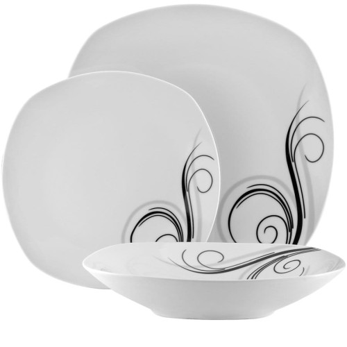 TADAR Zestaw kwadratowych talerzy porcelanowych DOLCE VITA 18 elementów