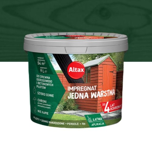 ALTAX Impregnat Jedna Warstwa 9L zielony do drewna i betonu