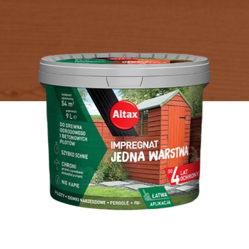 ALTAX Impregnat Jedna Warstwa 9L cedr do drewna i betonu