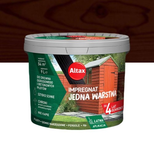 ALTAX Impregnat Jedna Warstwa 9L palisander do drewna i betonu