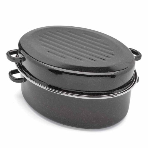 TADAR Brytfanna emaliowana z okuciem i grillem 42 cm