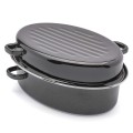 TADAR Brytfanna emaliowana z okuciem i grillem 38 cm