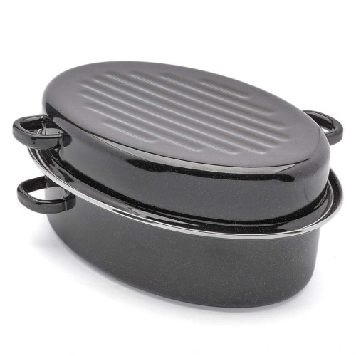 TADAR Brytfanna emaliowana z okuciem i grillem 38 cm