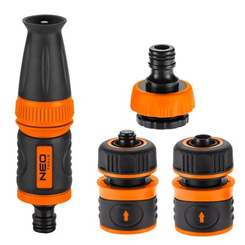 NEO TOOLS Zestaw 1/2" zraszacz prosty, złączki, przyłącze do kranu