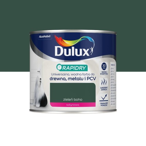 DULUX RAPIDRY Farba do drewna metalu PCV Zieleń Boho 0,4L