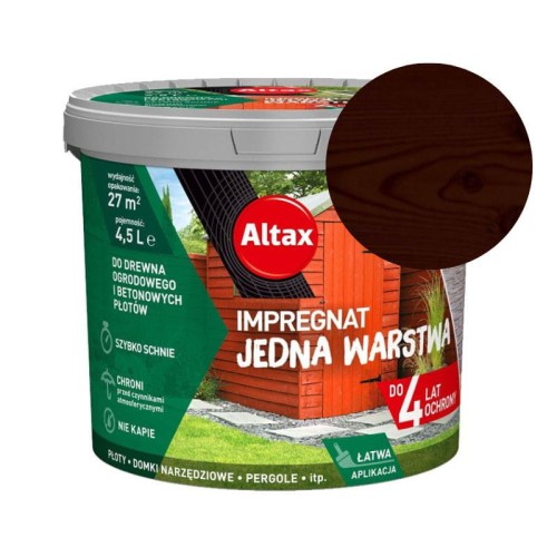 ALTAX Impregnat Jedna Warstwa 4,5L palisander do drewna i betonu