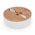 KONIGHOFFER Cukiernica porcelanowa z łyżeczką i bambusową pokrywką biała