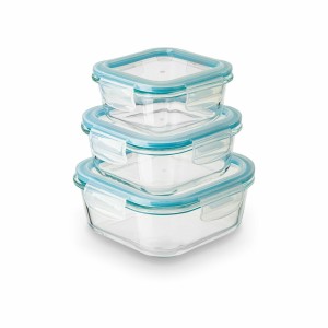 KONIGHOFFER Komplet szklanych pojemników na żywność 3 szt. kwadratowe