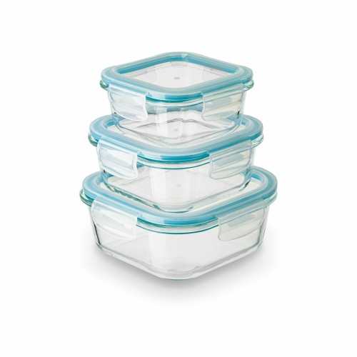 KONIGHOFFER Komplet szklanych pojemników na żywność 3 szt. kwadratowe