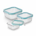 KONIGHOFFER Komplet szklanych pojemników na żywność 3 szt. kwadratowe