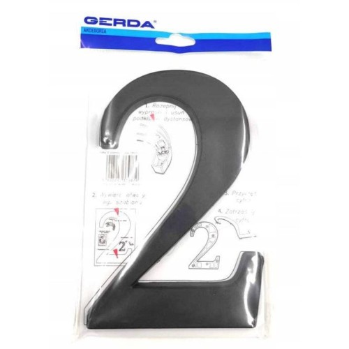 GERDA Cyfra "2" tworzywo 190mm czarny antyk