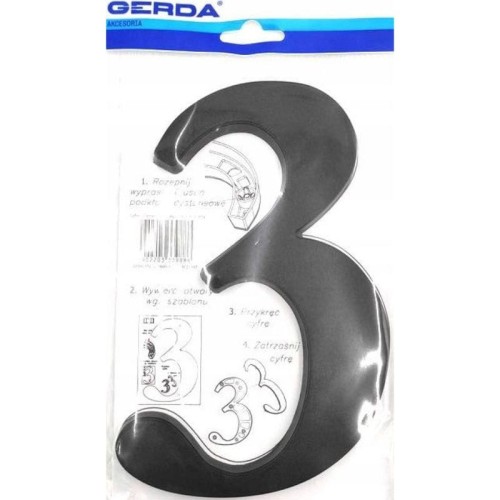 GERDA Cyfra "3" tworzywo 190mm czarny antyk